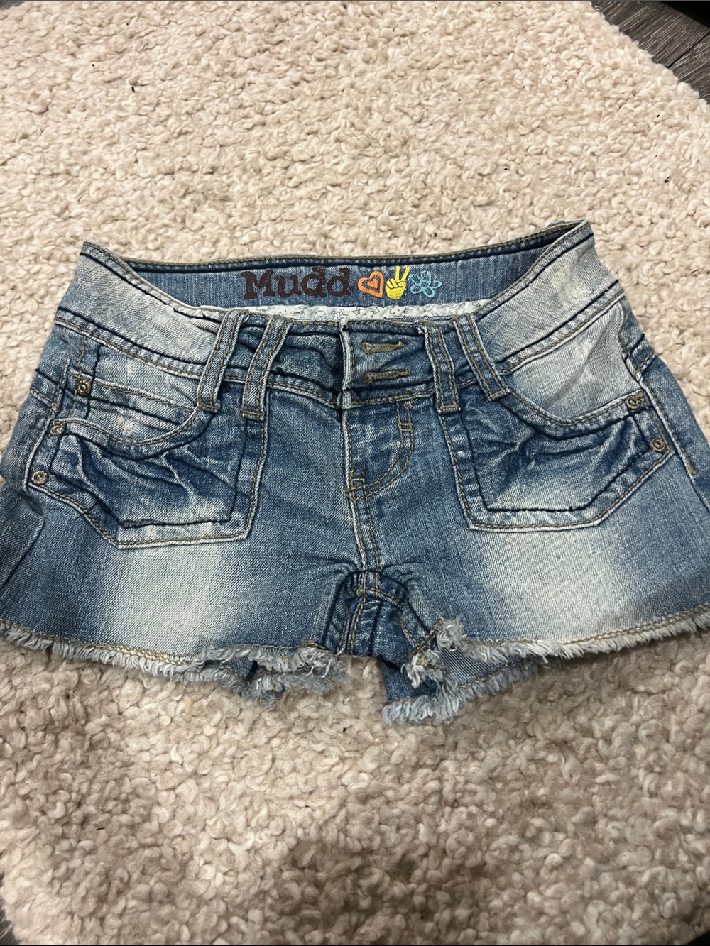 Y2K Mudd Women's Faded Blue Denim Cutoff Shorts
